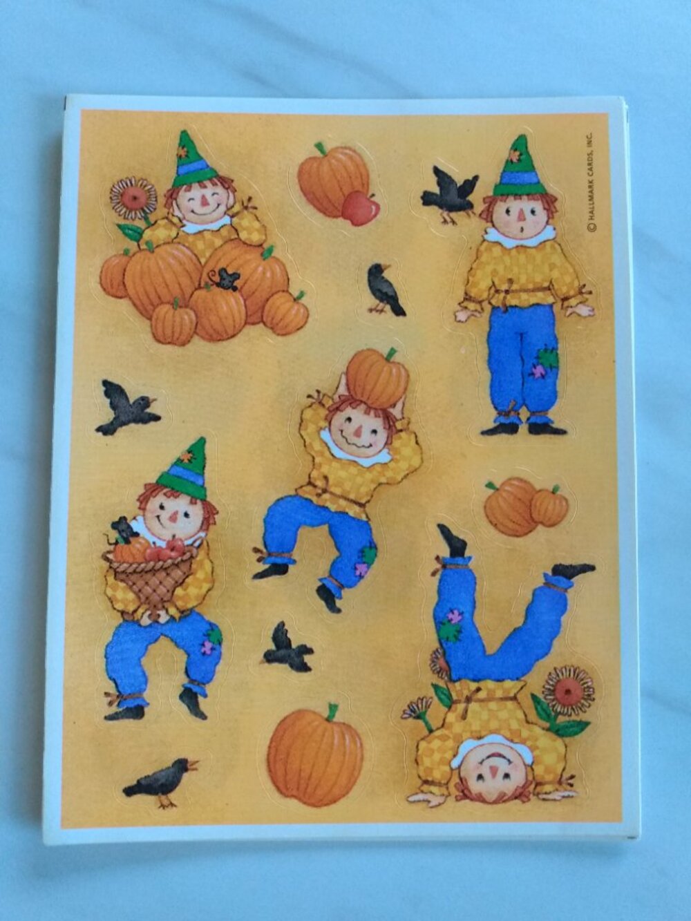 Vintage 90s Halloween Stickers Hallmark Patchwork Pumpkins and Scarecrows - Picture 4 of 16